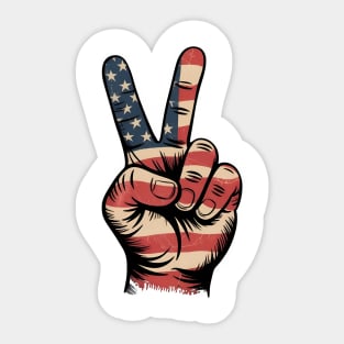 USA Flag Peace Sign Hand 4th of July Patriotic Sticker